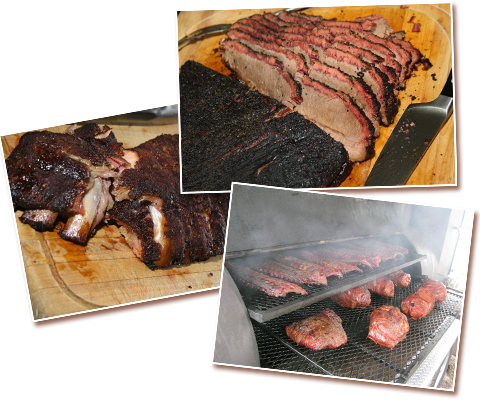 baby back ribs, Texas-style brisket, and smoker bbq